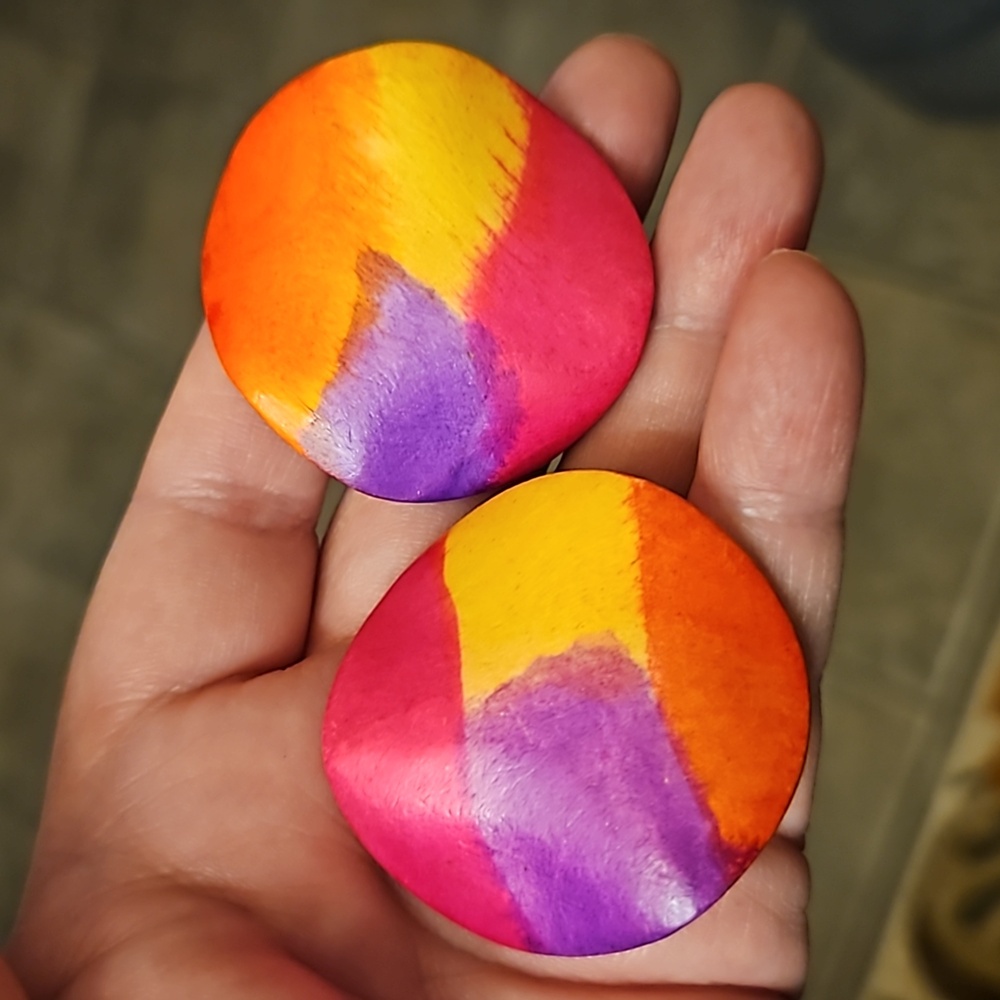 Big Bold Multi Color Retro Earrings